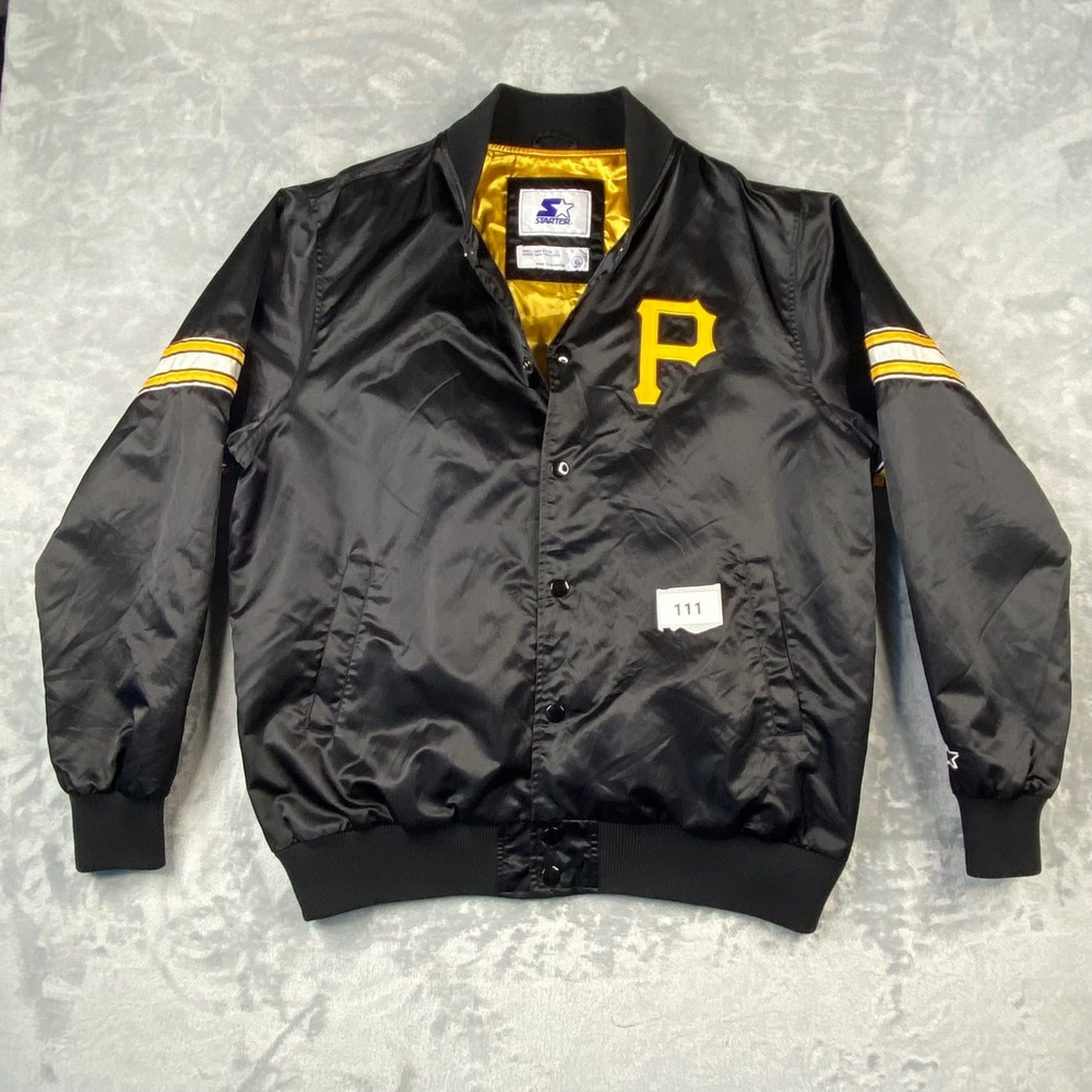 Starter Pittsburgh Pirates Nylon Bomber Jacket Men's XL Black Yellow P Logo - Picture 13 of 13